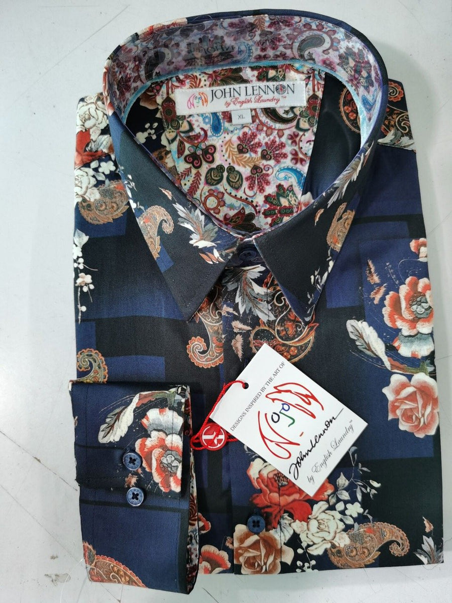 John Lennon Shirt Navy Long Sleeve JLW7098