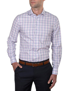 Hardy Amies Lilac Check Business Shirt (Slim Fit)