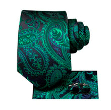 Load image into Gallery viewer, Hi Ties Green Paisley Pure Silk