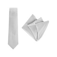Buckle Silver Carbon Tie and Pocket Square Set