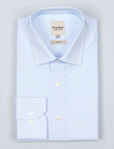 Hardy Amies Fine Blue Stripe Shirt (Slim Fit)